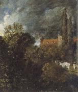 John Constable View in  Garden at Hampstead,with a Red House beyond oil painting on canvas